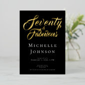 Seventy and Fabulous Minimal Pink 70th Birthday Folie Uitnodiging (Staand Voorkant)