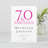 Seventy and Fabulous Minimal Pink 70th Birthday Kaart (Staand voorkant)