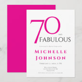 Seventy and Fabulous Minimal Pink 70th Birthday Kaart (Voorkant / Achterkant)
