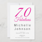 Seventy and Fabulous Minimal Pink 70th Birthday Kaart (Voorkant)
