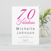 Seventy and Fabulous Minimal Pink 70th Birthday Kaart (Staand voorkant)