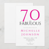 Seventy and Fabulous Minimal Pink 70th Birthday Kaart (Voorkant / Achterkant)