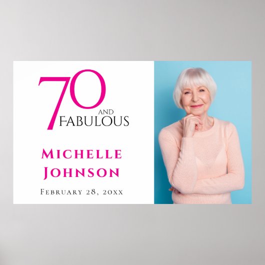 Seventy and Fabulous Minimal Pink 70th Birthday Poster (Voorkant)