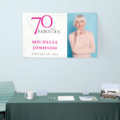 Seventy and Fabulous Minimal Pink 70th Birthday Spandoek (Beurs)
