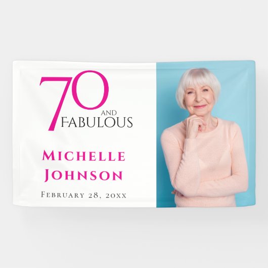 Seventy and Fabulous Minimal Pink 70th Birthday Spandoek (Horizontaal)
