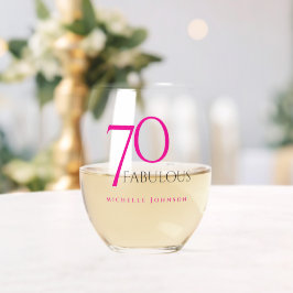 Seventy and Fabulous Minimal Pink 70th Birthday Wijnglas Zonder Voet