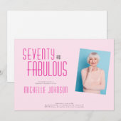 Seventy and Fabulous Photo 70th Birthday Party Kaart (Voorkant / Achterkant)