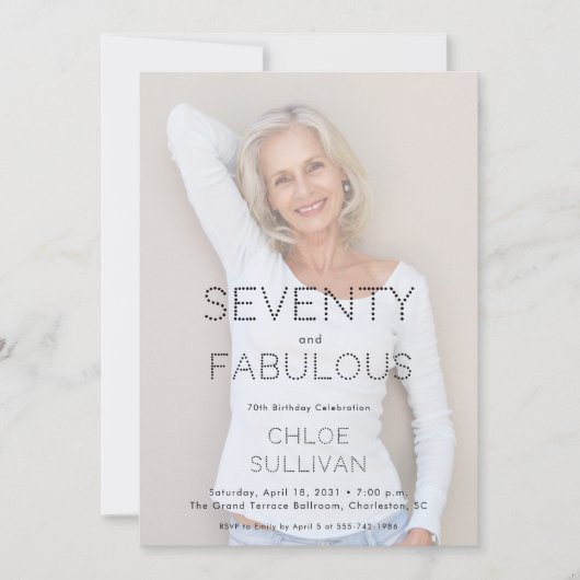Seventy and Fabulous Photo 70th Birthday Party Kaart (Voorkant)