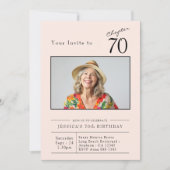 Seventy Blush Pink 70ste verjaardag foto Kaart (Voorkant)