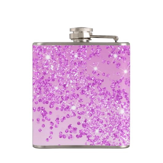 Seventy & Pink Glitter & Drink Quote Heupfles (Achterkant)