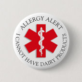 Severe DAIRY Allergy Alert Button (Voorkant)