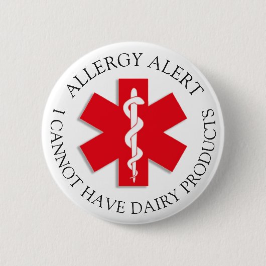Severe DAIRY Allergy Alert Button (Voorkant)