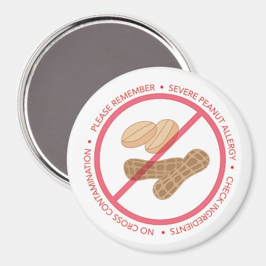 Severe Peanut Allergy Reminder Magnet (Voorkant / Achterkant)