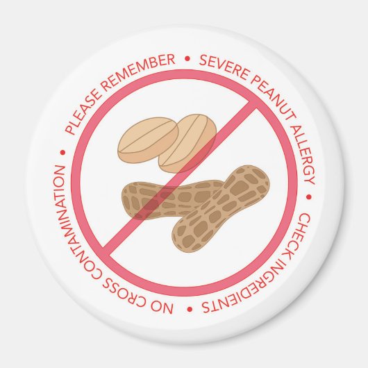 Severe Peanut Allergy Reminder Magnet (Voorkant)