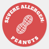 Severe Peanut Allergy Warning Sticker Medical Aler (Voorkant)