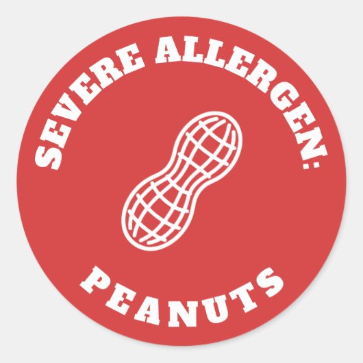 Severe Peanut Allergy Warning Sticker Medical Aler (Voorkant)