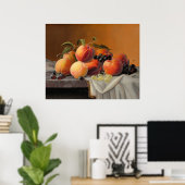 Severin Roesen - Perziken, Druiven, Appels Poster (Thuiskantoor)