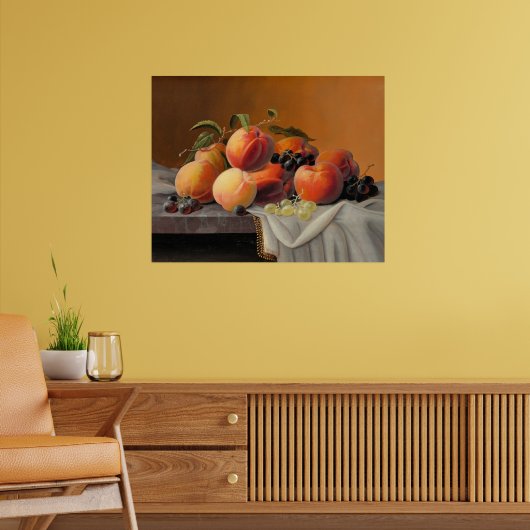 Severin Roesen - Perziken, Druiven, Appels Poster (Woonkamer 2)