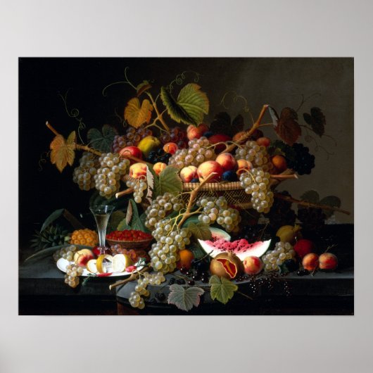Severin Roesen still Life with Fruit Poster (Voorkant)