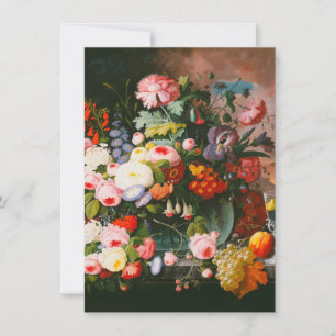 Severin Roesen - stille levensduur van bloemen en  Bedankkaart