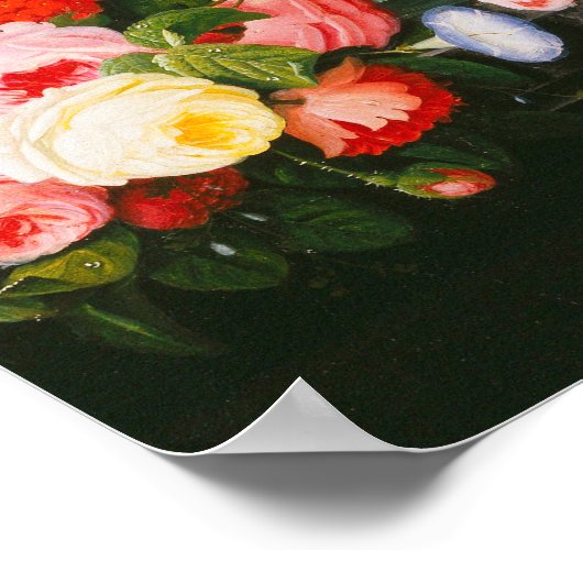 Severin Roesen - stille levensduur van bloemen en Poster (Hoek)