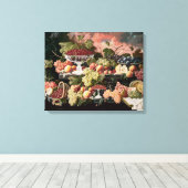 Severin Roesen - Twee-Tiered Stilleven met Fruit Canvas Afdruk (Insitu (Houten vloer))