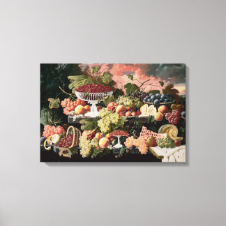 Severin Roesen - Twee-Tiered Stilleven met Fruit Canvas Afdruk