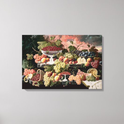 Severin Roesen - Twee-Tiered Stilleven met Fruit Canvas Afdruk (Voorkant)