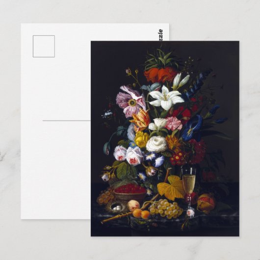 Severin Roesen Victoriaans Bouquet Briefkaart (Voorkant / Achterkant)