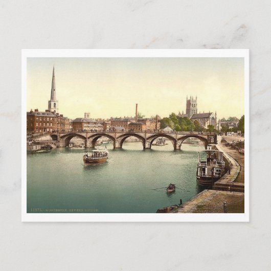 Severn Bridge, Worcester, Vintage van Engeland Briefkaart (Voorkant)