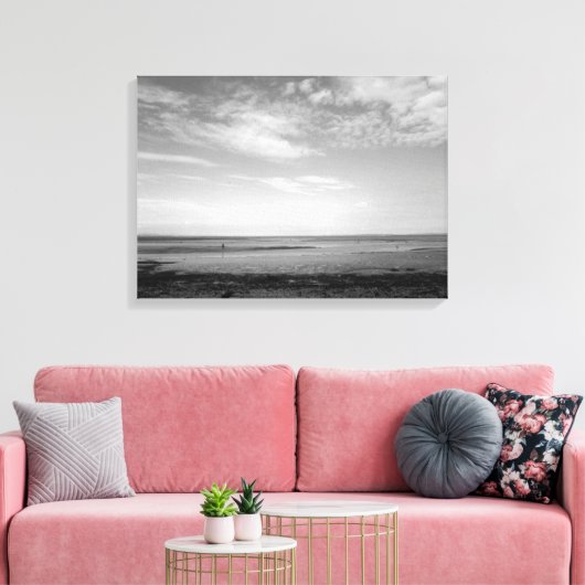 Severn Estuary in Penarth (B&W) Canvas Afdruk (Insitu (Woonkamer))