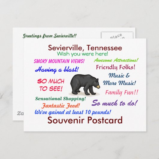 Sevierville, Briefkaart van Tennessee (Voorkant / Achterkant)