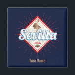 Sevilla Andalusië Spanje Retro Flamenco Vintage Magneet<br><div class="desc">De hoofdstad van Sevilla in Spanje met de Flamenco dancer souvenir voor de vakantie van Andalusië. Sevilla met Retro Spain Flamenco als souvenirs voor Semana Santa en Feria de Abril. De levensstijl van Sevilla voor stadsbackpackers en Spaanse stadsreizen. Sevilla in Andalusië en de hoofdstad van Spanje: flamenco fan design souvenir....</div>