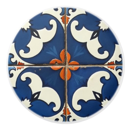 Sevilla Bloom Azulejo Keramische Knop (Voorkant)