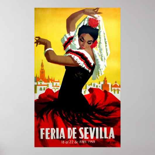 Sevilla-festival, Spaanse danseres, vrouw, traditi Poster (Voorkant)