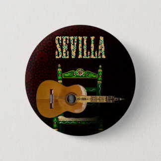 Sevilla Guitarra española con Giralda de Sevilla Ronde Button 5,7 Cm