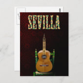 SEVILLA. Guitarra flamenca con Giralda de Sevilla. Briefkaart (Voorkant / Achterkant)