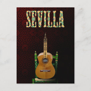 SEVILLA. Guitarra flamenca con Giralda de Sevilla. Briefkaart