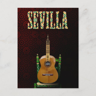 SEVILLA. Guitarra flamenca con Giralda de Sevilla. Briefkaart