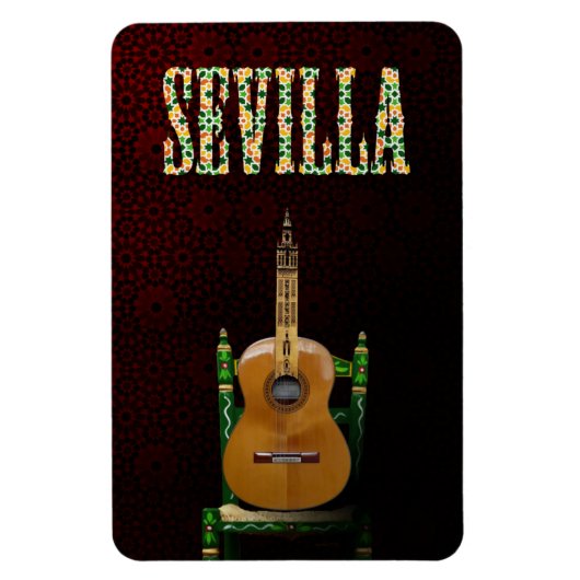 SEVILLA. Guitarra flamenca con Giralda de Sevilla. Magneet (Verticaal)