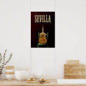 SEVILLA. Guitarra flamenca con Giralda de Sevilla. Poster (Keuken)