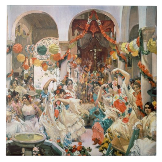 Sevilla (olie op het canvas) tegeltje (Voorkant)