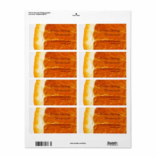 Sevilla oranje marmelade label (Full Sheet)