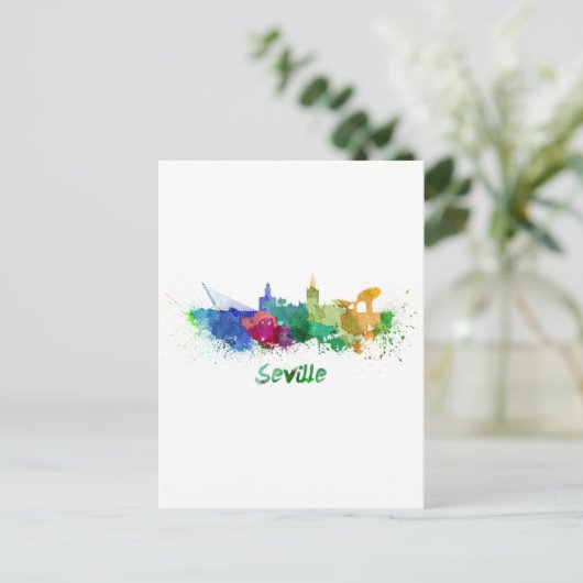 Sevilla skyline in waterverf briefkaart (Staand voorkant)