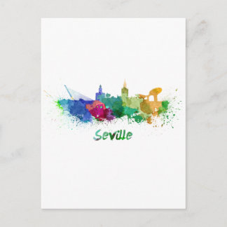 Sevilla skyline in waterverf briefkaart