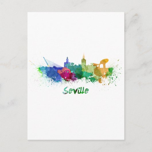 Sevilla skyline in waterverf briefkaart (Voorkant)