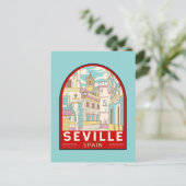 Sevilla Spain Travel Retro Emblem Briefkaart (Staand voorkant)