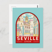 Sevilla Spain Travel Retro Emblem Briefkaart (Voorkant / Achterkant)