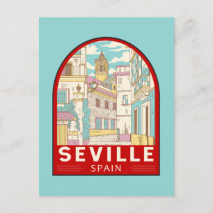 Sevilla Spain Travel Retro Emblem Briefkaart