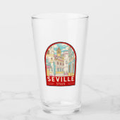 Sevilla Spain Travel Retro Emblem Glas (Voorkant)
